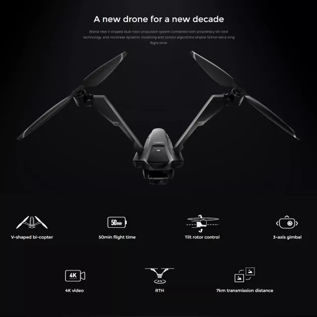 V-Coptr Falcon V-Shaped Bi-Copter with 4K Camera and 3-Axis Gimbal