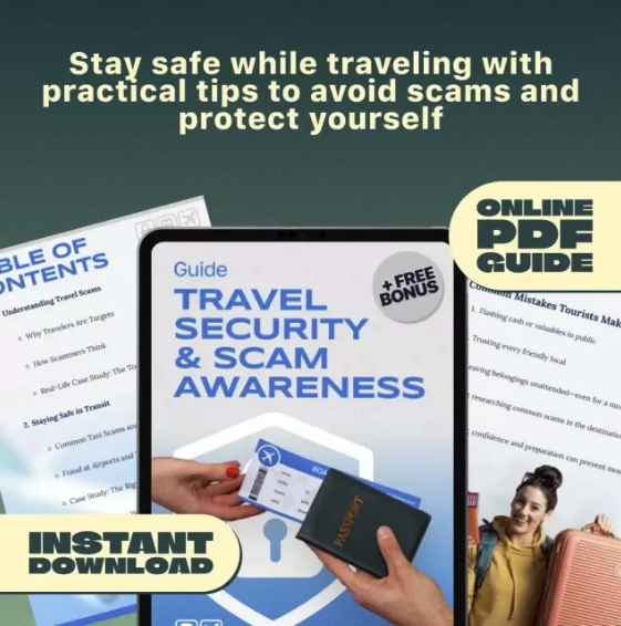 Travel Security & Scam Awareness Guide | Digital Safety Handbook for Tourists, Solo Travelers & Business Trips
